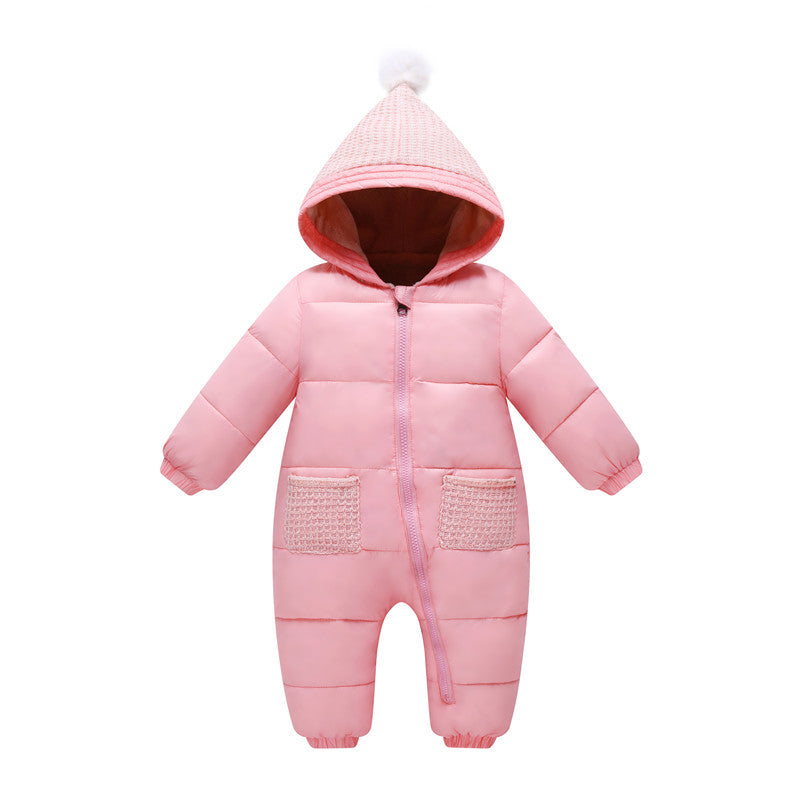 Thick Warm Flannel Soft Lined Solid Baby Romper - ROZZAJ