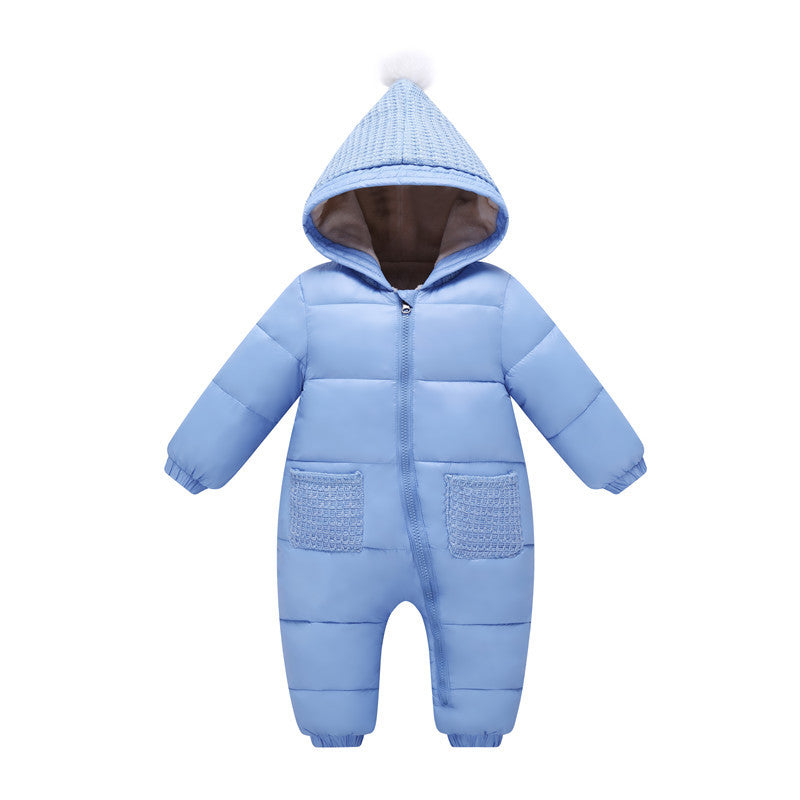 Thick Warm Flannel Soft Lined Solid Baby Romper - ROZZAJ