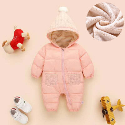 Thick Warm Flannel Soft Lined Solid Baby Romper - ROZZAJ