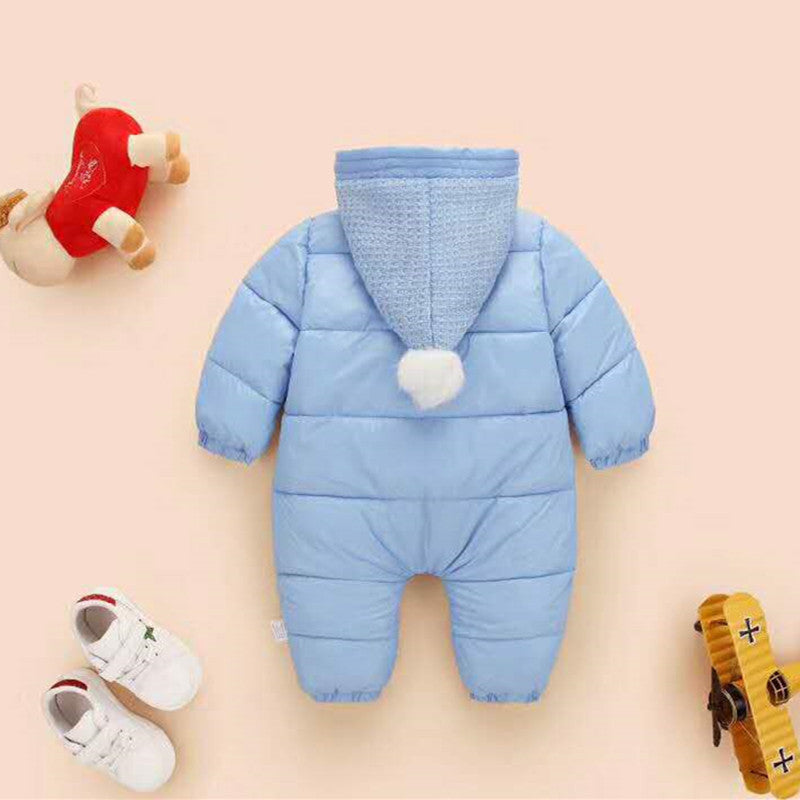 Thick Warm Flannel Soft Lined Solid Baby Romper - ROZZAJ